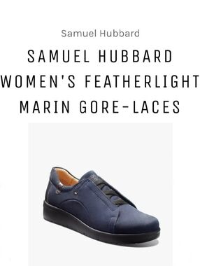 Samuel Hubbard Women's Marin Gore-Lace Comfort Shoe 7M Navy Nubuck Leather NWOT